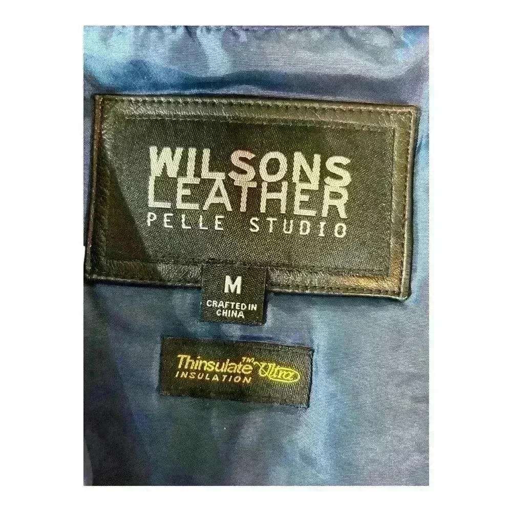 Wilsons Leather Pelle Studio Jacket Women Size Medium Full Zip Black Solid - Picture 3 of 16